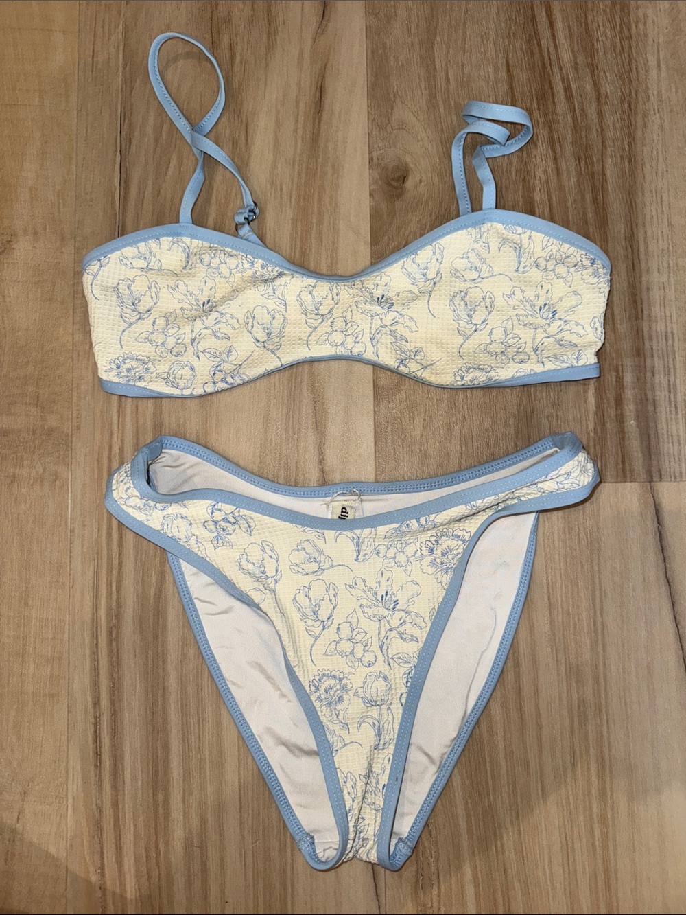 Dippin Daisy Glow Cream and Light Blue Floral Bikini Set